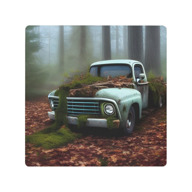 廃車の金属ウォールアート メタルプリント (正面)