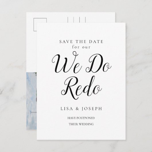 延期おめでとうございます 日程変更 再撮影 スクリプト フォト ポストカード (正面/裏面)