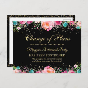 延期されたアナウンスフローラの退職パーティー ポストカード
