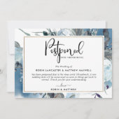 延期されたイベントアナウンスブルーフローラカード 招待状 (正面)