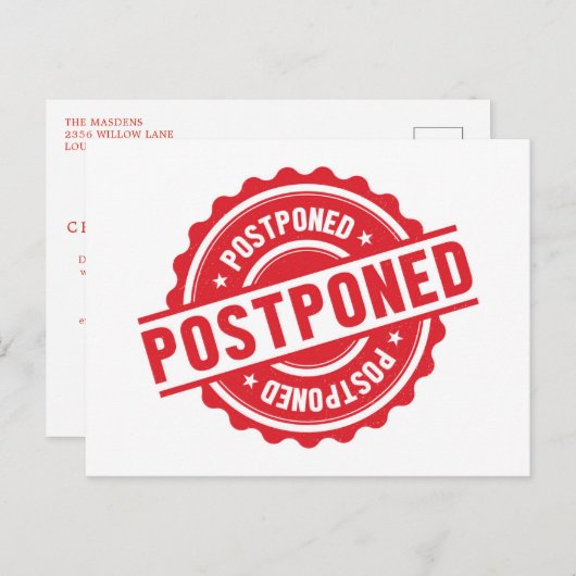 延期されたイベント取消の日付の変更 ポストカード (正面/裏面)