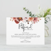 延期されたイベント告知、バーガンディ赤面カード 招待状 (スタンド正面)