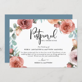 延期されたイベント発表ほこりっぽいブルーピーチカード 招待状