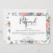 延期されたイベント発表、ほこりっぽい青と赤面 招待状 (正面)