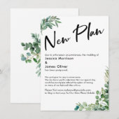 延期されたウェディング "ユーカリの新しい計画" 招待状 (正面/裏面)