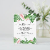 延期されたトロピカルパームフローラ水彩 案内ポストカード (スタンド正面)