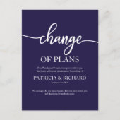 延期されたネイビー結婚ブルーの計画の変更 ポストカード (正面)