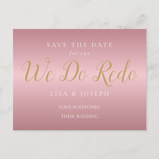 延期されたバラ金ゴールドをやり直す日付の変更 ポストカード (正面)