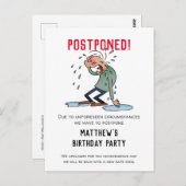 延期されたパーティーキャンセル漫画ユーモア ポストカード (正面/裏面)