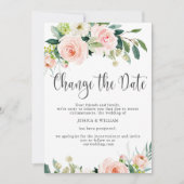 延期されたブッシュローズのウェディングの日を変更する 招待状 (正面)