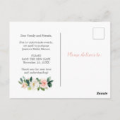 延期されたブライダルシャワー告知はがき ポストカード (裏面)