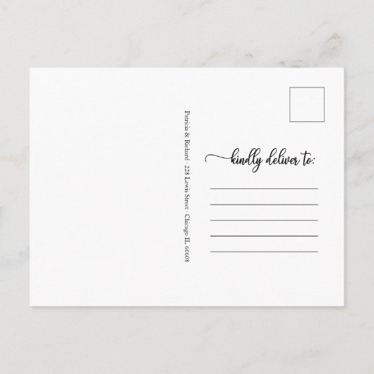 延期されたプランの変更の取り消結婚し ポストカード (裏面)