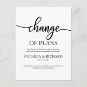 延期されたプランの変更の取り消結婚し ポストカード (正面)