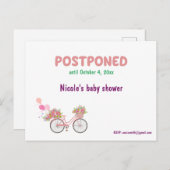 延期されたベビーシャワーと再予定日RSVP 案内ポストカード (正面/裏面)