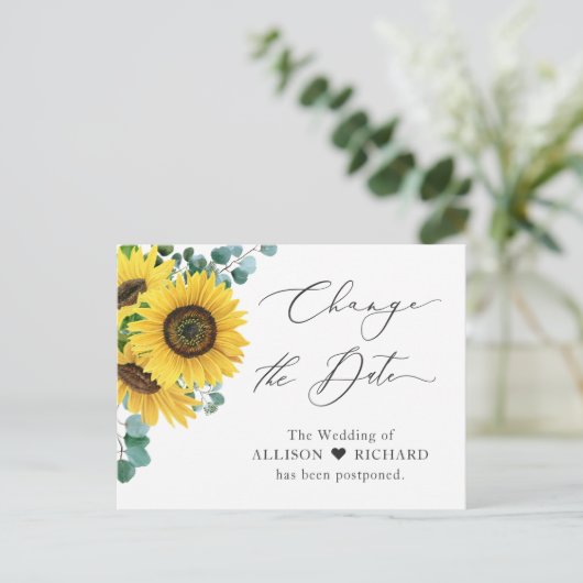 延期されたユーカリのヒマワリの日付の変更 ポストカード (スタンド正面)