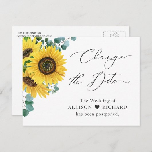 延期されたユーカリのヒマワリの日付の変更 ポストカード (正面/裏面)