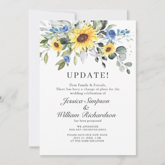 延期されたユーカリの日付を変更エレガントする 招待状 (正面)