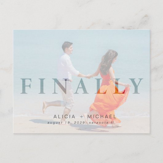 延期された写真結婚の日付を救変更 案内ポストカード (正面)