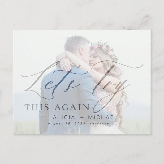 延期された写真結婚の日付を救変更 案内ポストカード (正面)