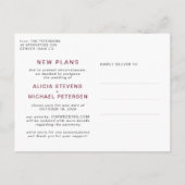 延期された写真結婚の日付を救変更 案内ポストカード (裏面)