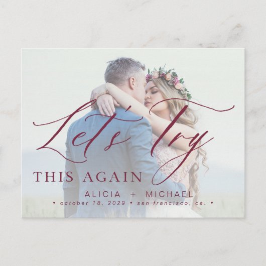 延期された写真結婚の日付を救変更 案内ポストカード (正面)