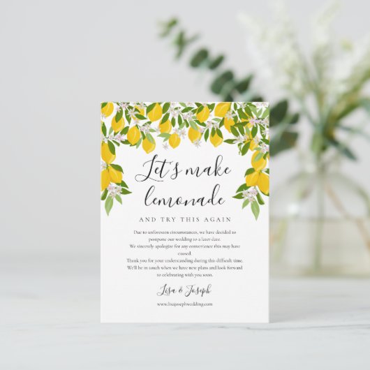 延期された取り消し済みレモンの写真の変更 ポストカード (スタンド正面)