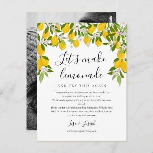 延期された取り消し済みレモンの写真の変更 ポストカード (正面/裏面)