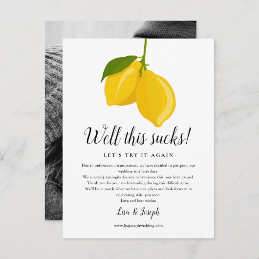 延期された取り消し済みレモンの写真の変更 ポストカード (正面/裏面)