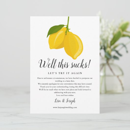延期された取り消し済みレモンの写真の変更 招待状 (スタンド正面)