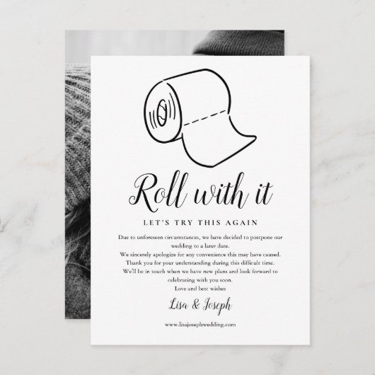 延期された取り消し済み写真の日付の変更 案内ポストカード (正面/裏面)