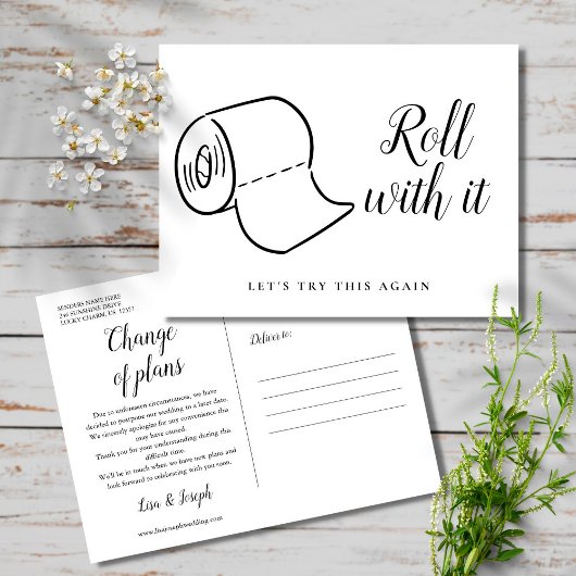 延期された取消日の変更イベント ポストカード