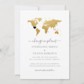 延期された宛先ウェディング金ゴールドマップ写真 案内状 (裏面)