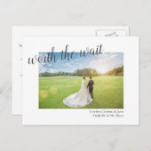 延期された待ち時間の結婚最後の価値がある結婚した 案内ポストカード (正面/裏面)