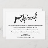 延期された新結婚しい日付ブラシスクリプトカード セーブザデート (正面/裏面)