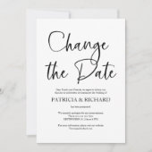 延期された日シンプル付の結婚変更 招待状 (正面)