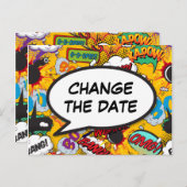 延期された日付のモダン漫画帳の変更 案内ポストカード (正面/裏面)
