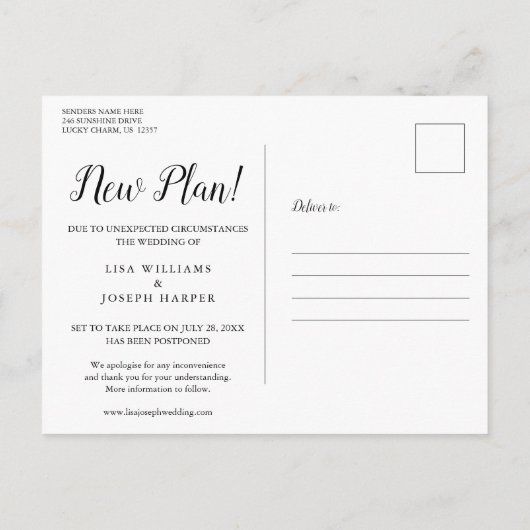 延期された日付の変更やり直し 案内ポストカード (裏面)