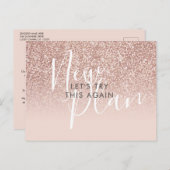 延期された日付の変更イベントバラ金ゴールドグリッター ポストカード (正面/裏面)