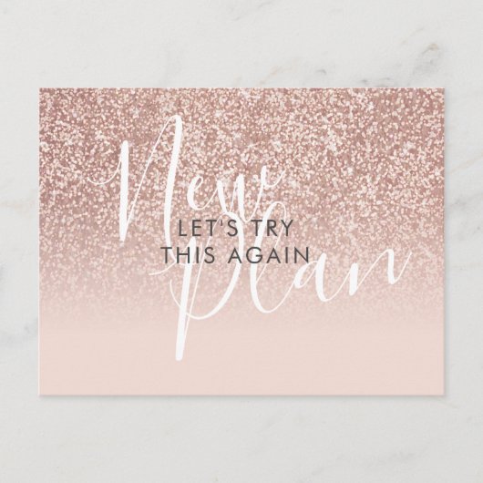 延期された日付の変更イベントバラ金ゴールドグリッター ポストカード (正面)