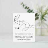 延期された日付結婚の保存 ポストカード (スタンド正面)