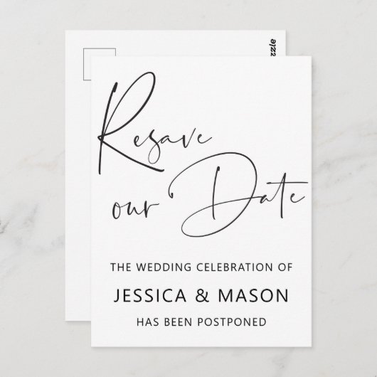 延期された日付結婚の保存 ポストカード (正面/裏面)