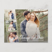延期された日付結婚の4つの写真のコラージュの変更 ポストカード (正面)