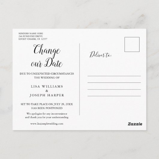 延期された木材を変更するスクリプ素朴ト ポストカード (裏面)