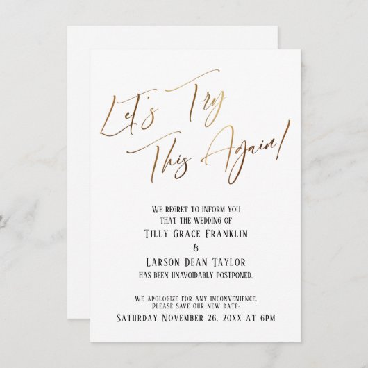 延期された発表をもう一度結婚やってみよう 招待状 (正面/裏面)