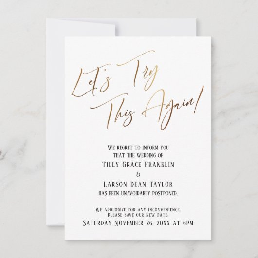 延期された発表をもう一度結婚やってみよう 招待状 (正面)