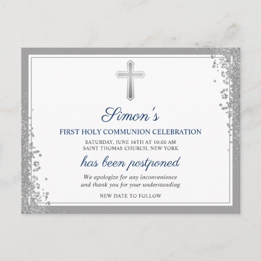 延期された発表シルバーファースト聖餐式 ポストカード (正面)