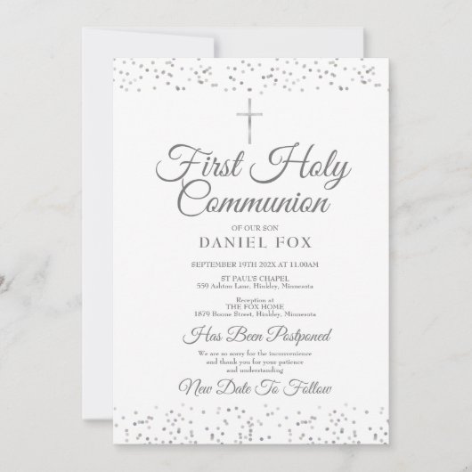 延期された発表シルバーファースト聖餐式 招待状 (正面)