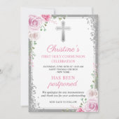 延期された発表ピンクのフローラ第1通信 招待状 (正面)