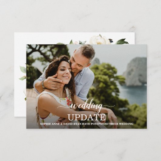 延期された結婚フローラ金ゴールド写真 案内状 (正面/裏面)