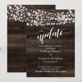 延期された結婚式の最新カード Rustic Wood & Lights 招待状